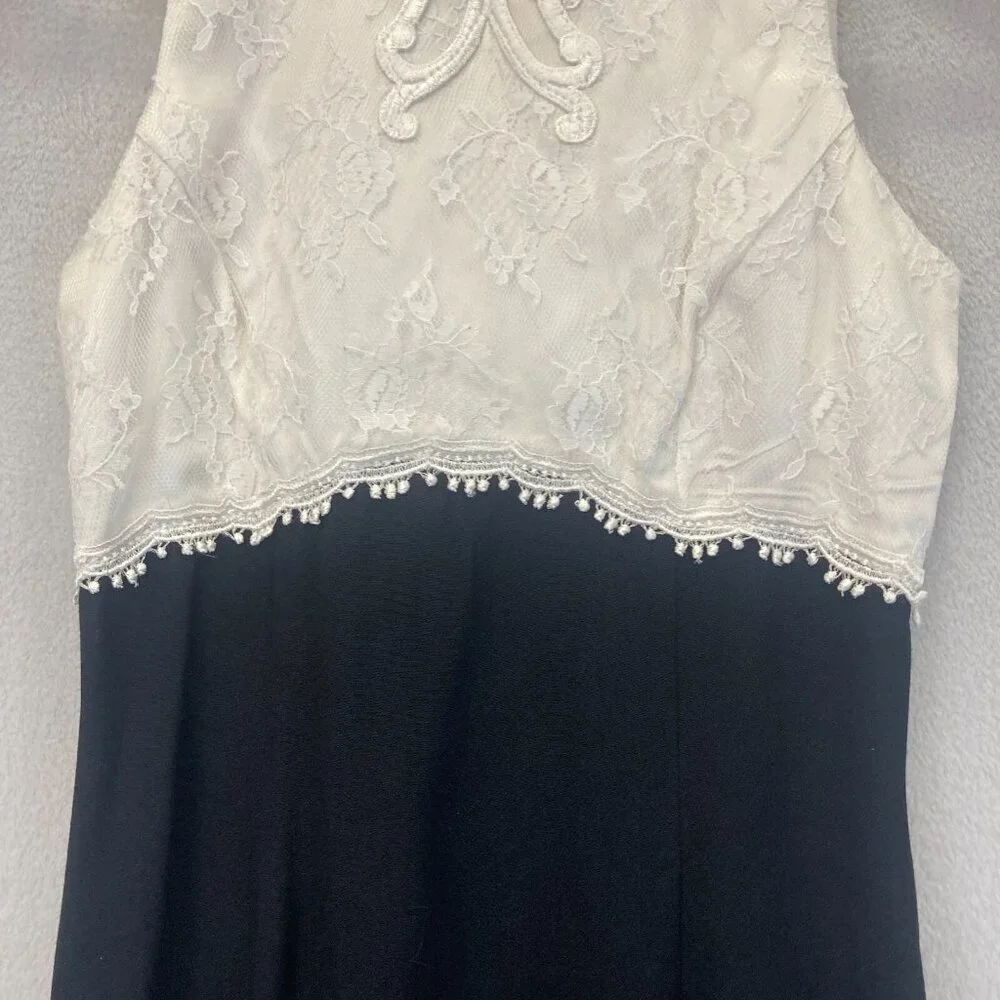 Y2K Jessica McClintock Gunne Sax Formal‎ Long Sleeveless Dress Sz 3/4 White Lace